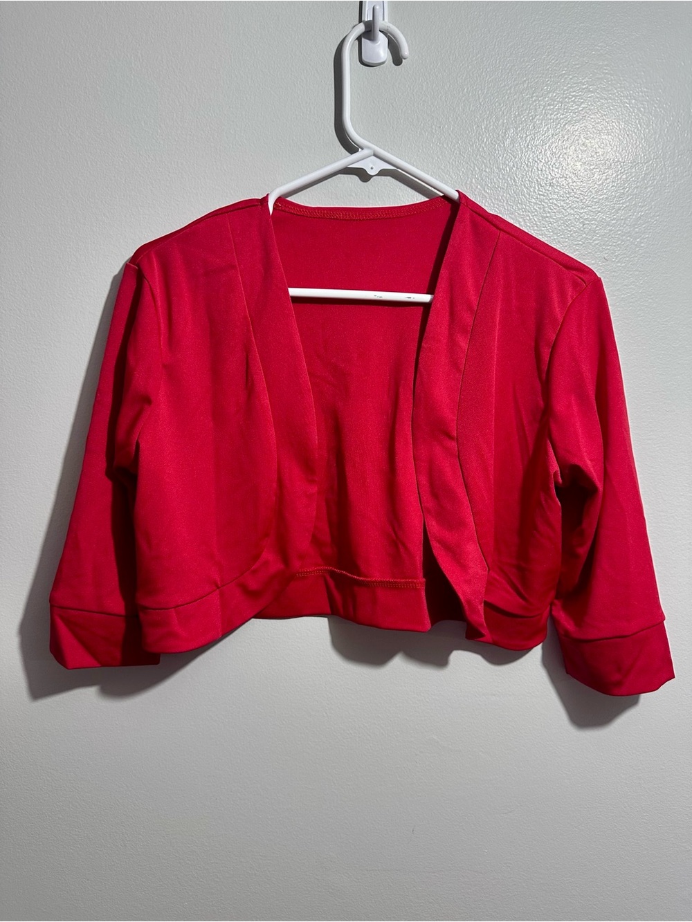 Cropped Open-Front Red Cardigan Bolero Size XL (1428)